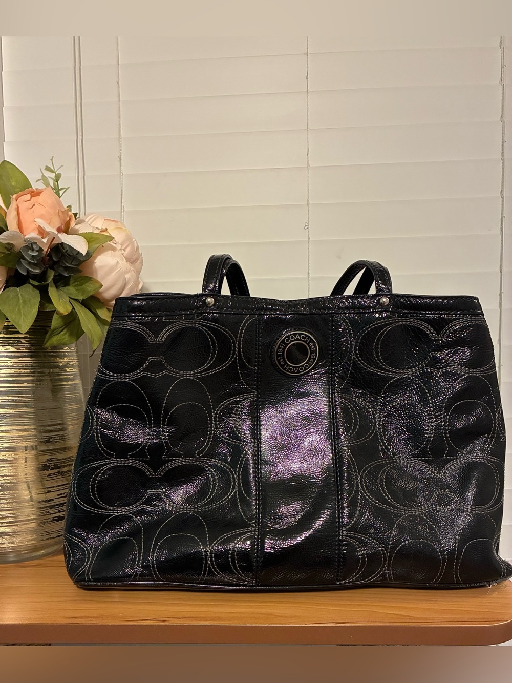 Vintage Coach Black Signature Shoulder Tote Y2K Collection
